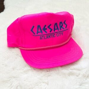 Vintage Caesars Atlantic Citt Neon Pink Nylon Hat